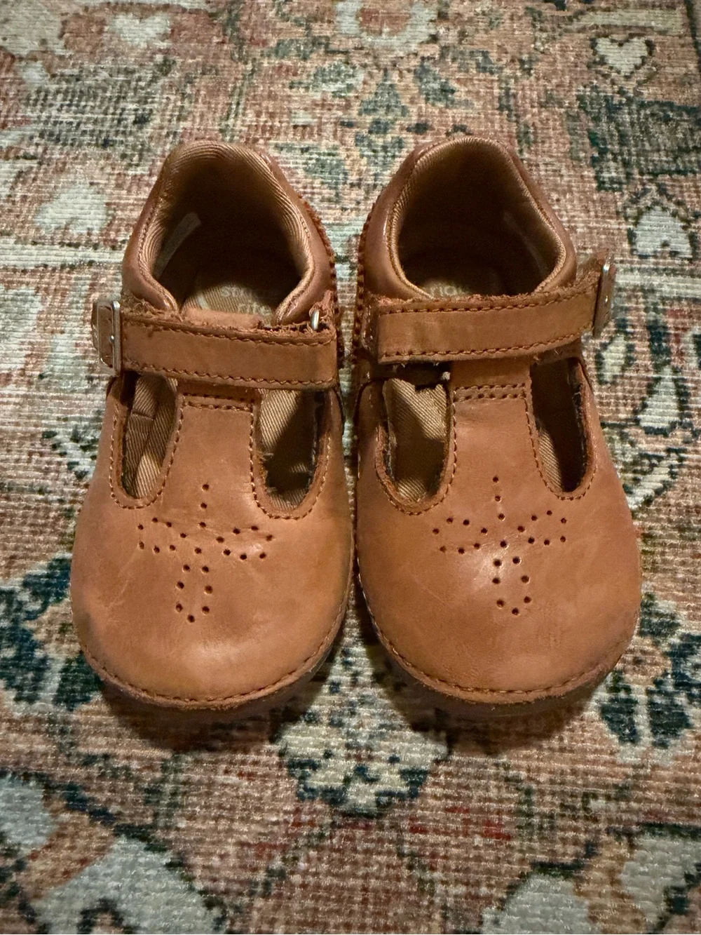 Toddler Stride Rite Mary Janes in Cognac